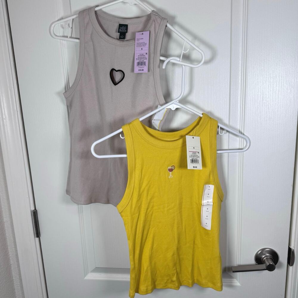 NEW Target Wild Fable A New Day Ribbed Tank Tops Women’s S Lot of 2 Yellow Taupe